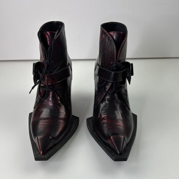 John Fluevog Swordfish Fauvist Fries Women Buckled Lace-Up Ankle Boot - Picture 2 of 15